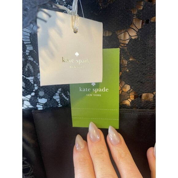 NWT Kate Spade New York Rose Lace open back dress Black Size 4 - Picture 7 of 10